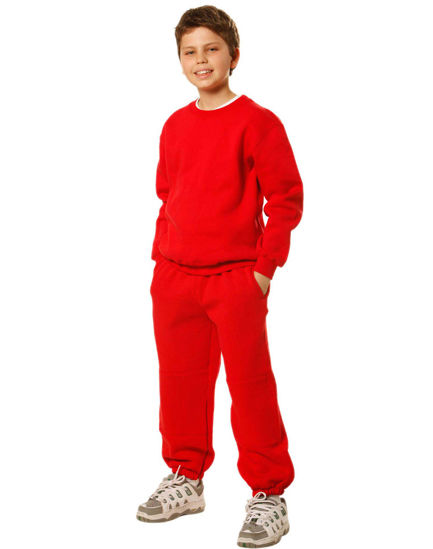 Picture of Winning Spirit Kid'S Fleecy Trackpants With Zip, Cuffs And Knee Padding TP01K