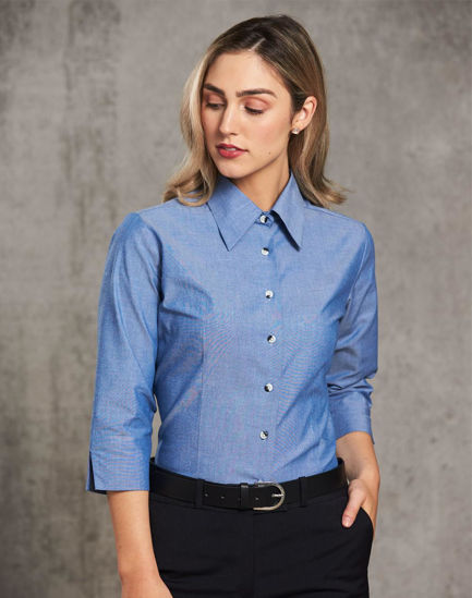 Picture of Benchmark Ladies' Chambray 3/4 Sleeve BS04