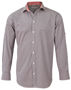 Picture of BENCHMARK Men's Gingham Check Long Sleeve Shirt with Roll-up Tab Sleeve M7330L