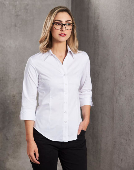 Picture of BENCHMARK Women's Fine Twill 3/4 Sleeve Shirt M8030Q