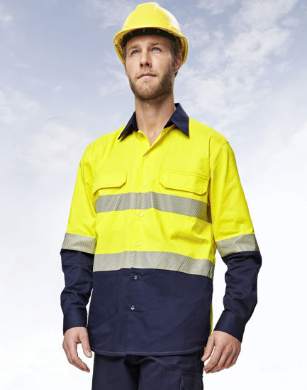 Picture of Australian Industrial Wear UNISEX HI VIS COOL-BREEZE SAFETY LS SHIRT (SEGMENTED TAPE) SW83